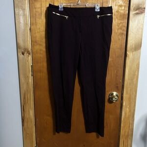 ALFANI Dress Pants Flat Front Purple Plum Womens Sz 14 Rayon Blend